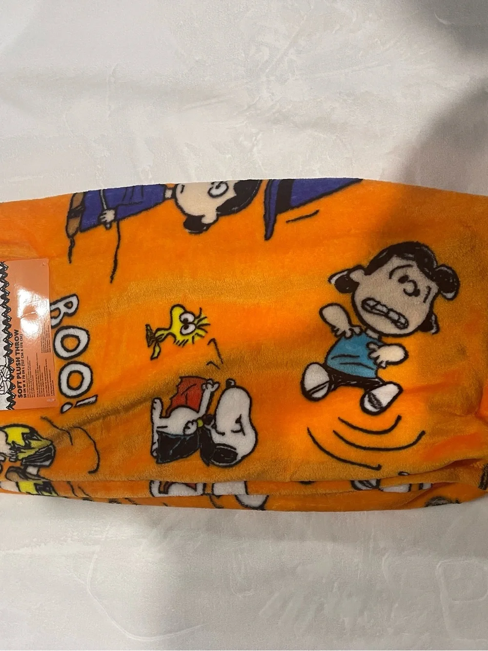 Snoopy Halloween Orange Plush Blanket with Character Print